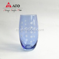 Vidrio alto y transparente azul con color de aerosol y vidrio de grabado